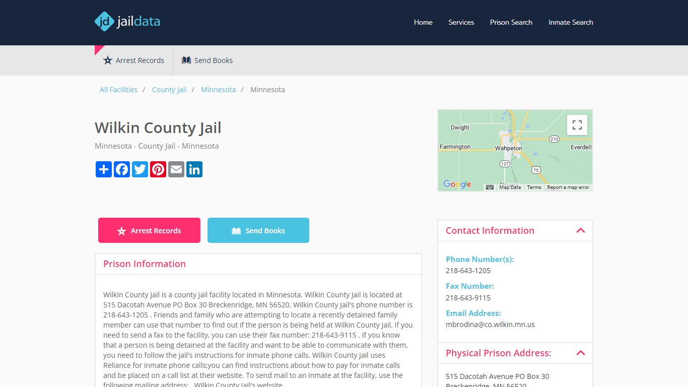 Wilkin County Jail Inmate Search and Prisoner Info - Breckenridge, MN